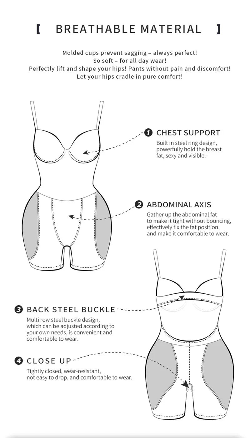 AfruliA Bodysuit Shapewear Padded Hip Enhancer Bra Cushion Butt Lifter Sexy Back Body Shaper Jumpsuits Fajas Colombianas Girdles