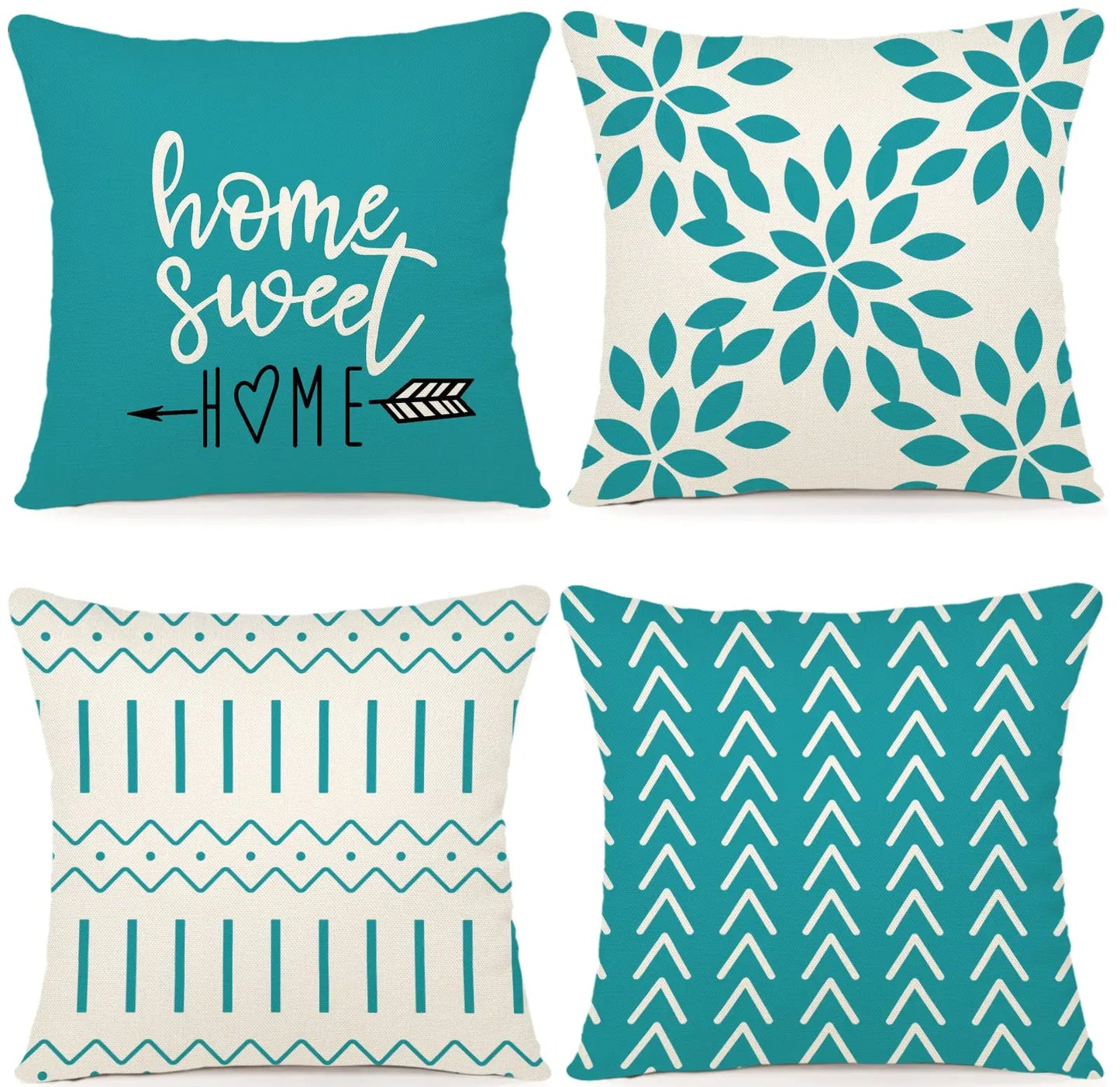 Pillow Covers 18x18 Set of 4, Modern Sofa Throw Pillow Cover, Decorative Home Outdoor Linen Fabric Geometric Pillow CaseArtistic