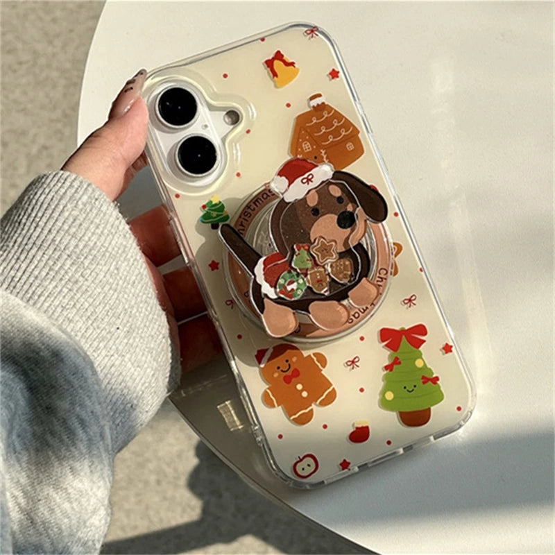 Cute Quicksand Christmas Cartoon Magnetic Holder Grip Tok Griptok Phone Stand Holder Support For iPhone For Pad Magsafe Smart To