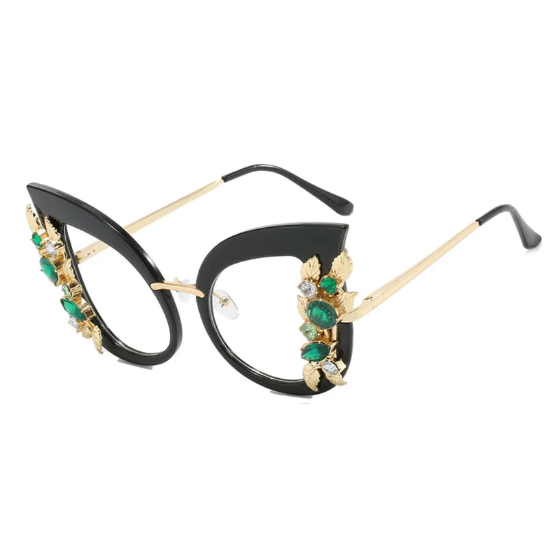 Luxury Diamond Cat Eye Sunglasses Women Fashion Oversized Butterfly Sun Glasses Female Steampunk Goggles Eyewear Shades Oculos