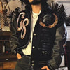 Embroidery Varsity Jacket Men PU Leather Sleeves Oversized Bomber Jackets Women Baseball Coats Streetwear Men Clothing