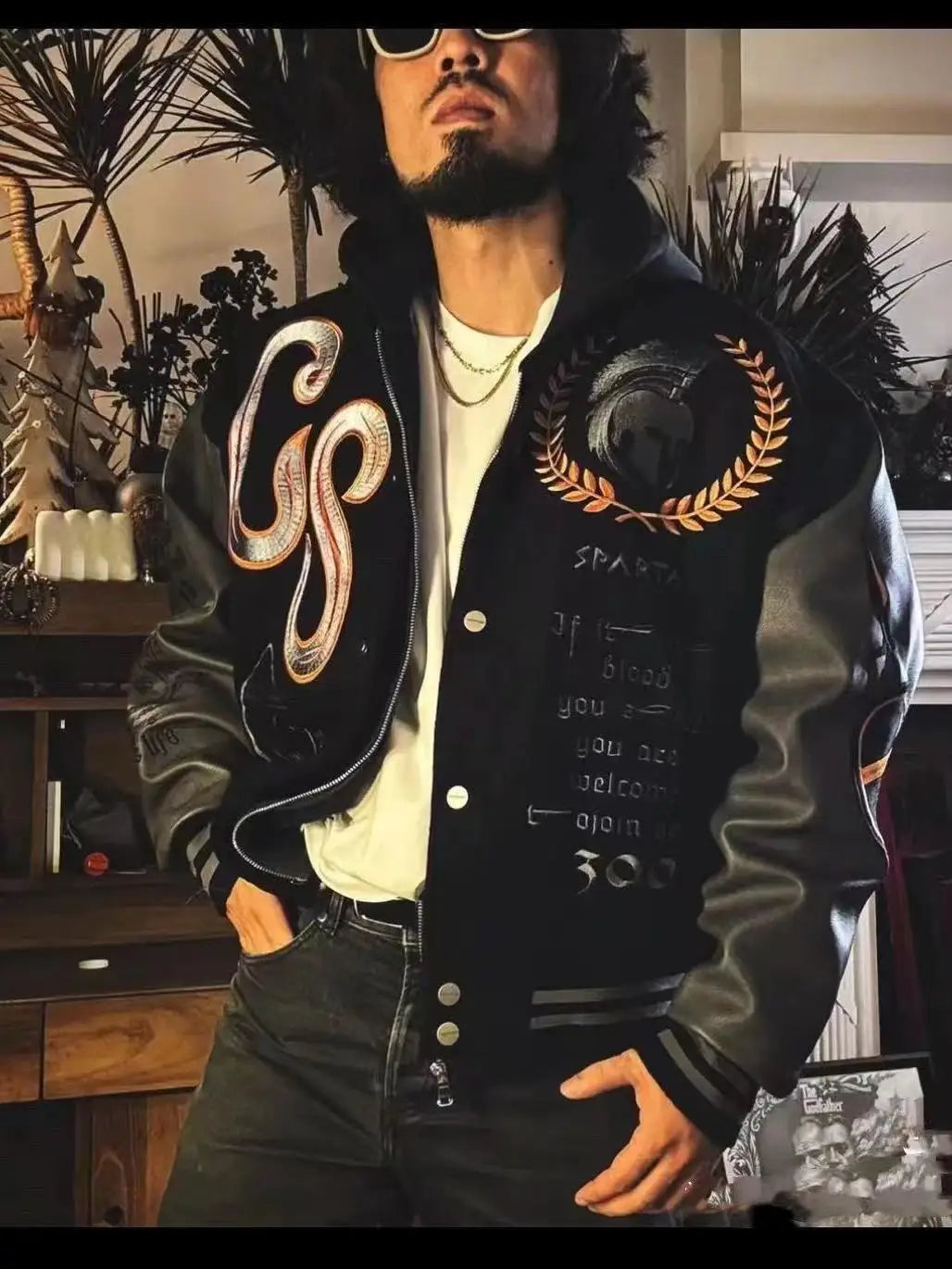 Embroidery Varsity Jacket Men PU Leather Sleeves Oversized Bomber Jackets Women Baseball Coats Streetwear Men Clothing