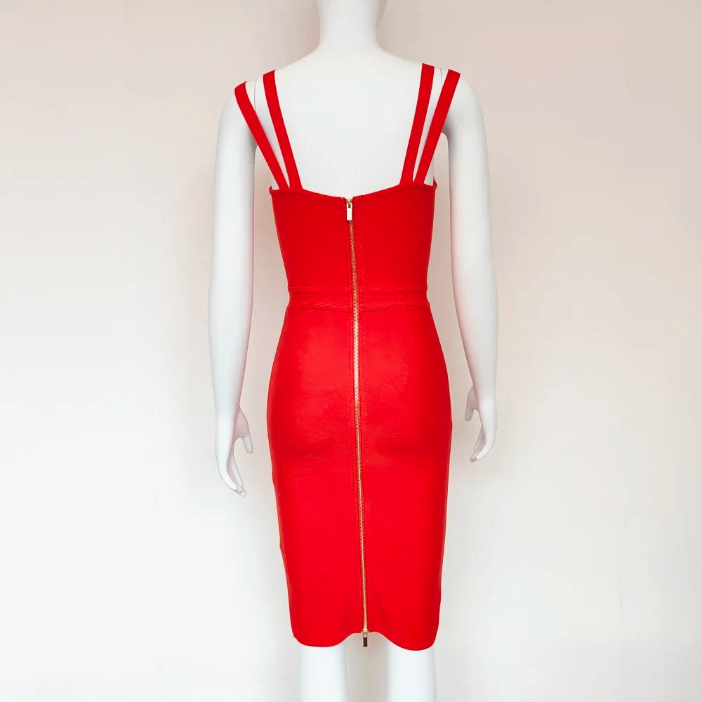 BEAUKEY Summer White Rhinestone Bandage Evening Dress Women Luxury Maxi Spaghetti Strap Red Club Celebrity Evening Party Vestido