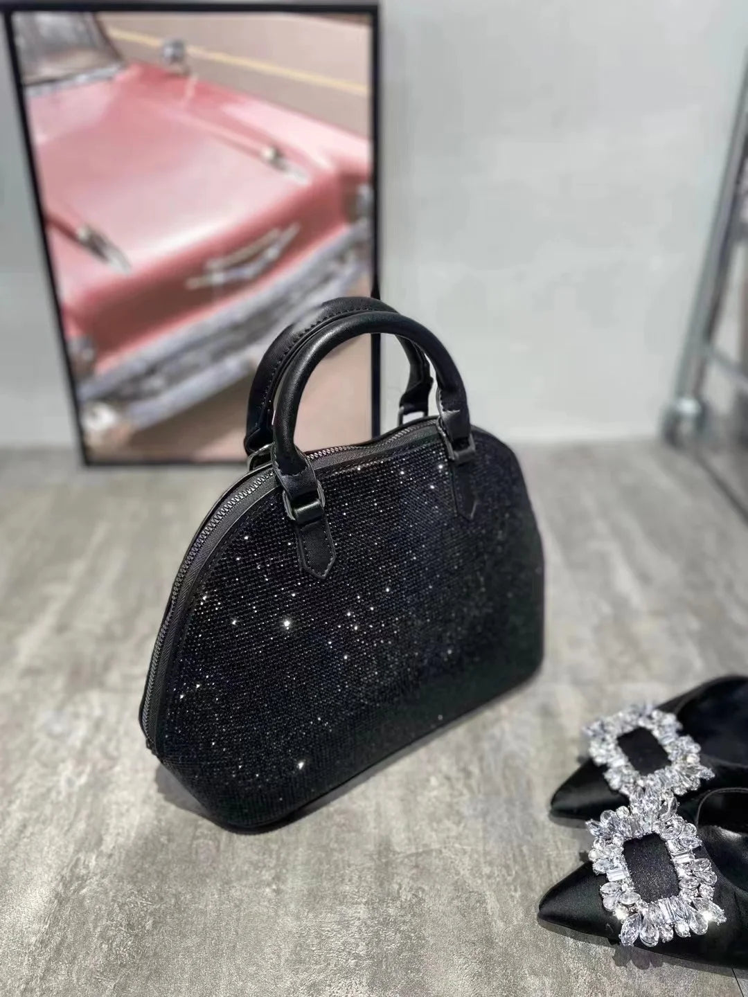 Luxury Crystal Shiny Rhinestone Diamond Bucket Bag Female Bling Evening Bag Lady Purse Women's Handbag Shoulder Messenger Bag