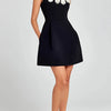 Women Summer O Neck Casual Patchwork Mini Dress, 2024 Sleeveless Sexy Zipper Party Dress, Backless Holiday Elegant Ladies Dress
