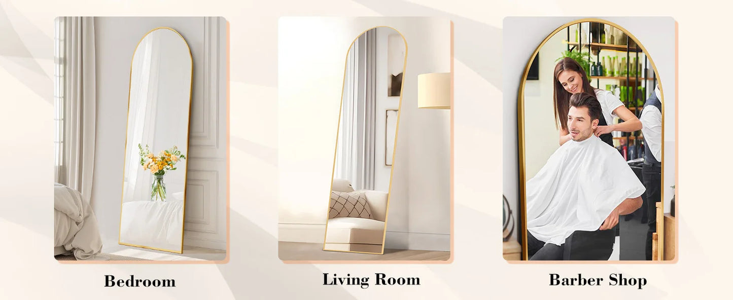 JHK Full Body Wall Mirror 59"x16" Standing Hanging or Wall-Mounted Mirrors with Stand Aluminum Alloy Frame For Bathroom Bedroom