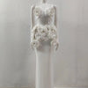Black White Color Women Sexy Sleeveless V-Neck Bodycon 2 Pieces Bandage Long Dress Florals Celebrate Nightclub Party Outfit