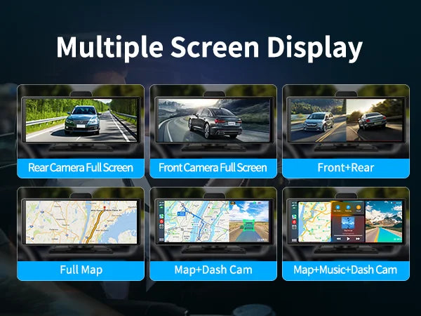 Imagebon 10.26" 4K ADAS Wireless CarPlay & Android Auto Dash Cam Night Vision 24h Park Monitoring Loop Recording GPS FM Car DVR