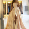 Burgundy Satin Beach Maxi Women Dress for Christmas Sexy Side Slit Adjustable Straps Evening Prom Dress Cheap Bridesmaid Dresses