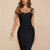 BEAUKEY Summer White Rhinestone Bandage Evening Dress Women Luxury Maxi Spaghetti Strap Red Club Celebrity Evening Party Vestido