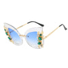 Luxury Diamond Cat Eye Sunglasses Women Fashion Oversized Butterfly Sun Glasses Female Steampunk Goggles Eyewear Shades Oculos