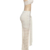 Weird Puss Elegant Women 2piece Set Sexy See Through Thin Tierred Y2K Seashell Tube Top+Wrapped Bandage Skirts Matching Clubwear