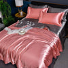 Nordic Satin Silk Bedding Set with Duvet Cover Bed Sheet Pillowcases Luxury Solid Single Double Couple Pillow Case Bedsheet