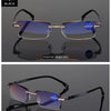 Men Blue Light Blocking Reading Glasses Women Dimond Cutting Rimless Eyeglasses Frame Anti Fatigue Hyperopia Presbyopic Eyewear
