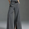 Yeezzi Urban Female Suit Pants 2025 New Fashion Black White Color Loose Straight Pant High-Waisted Pleated Split-Front Trousers