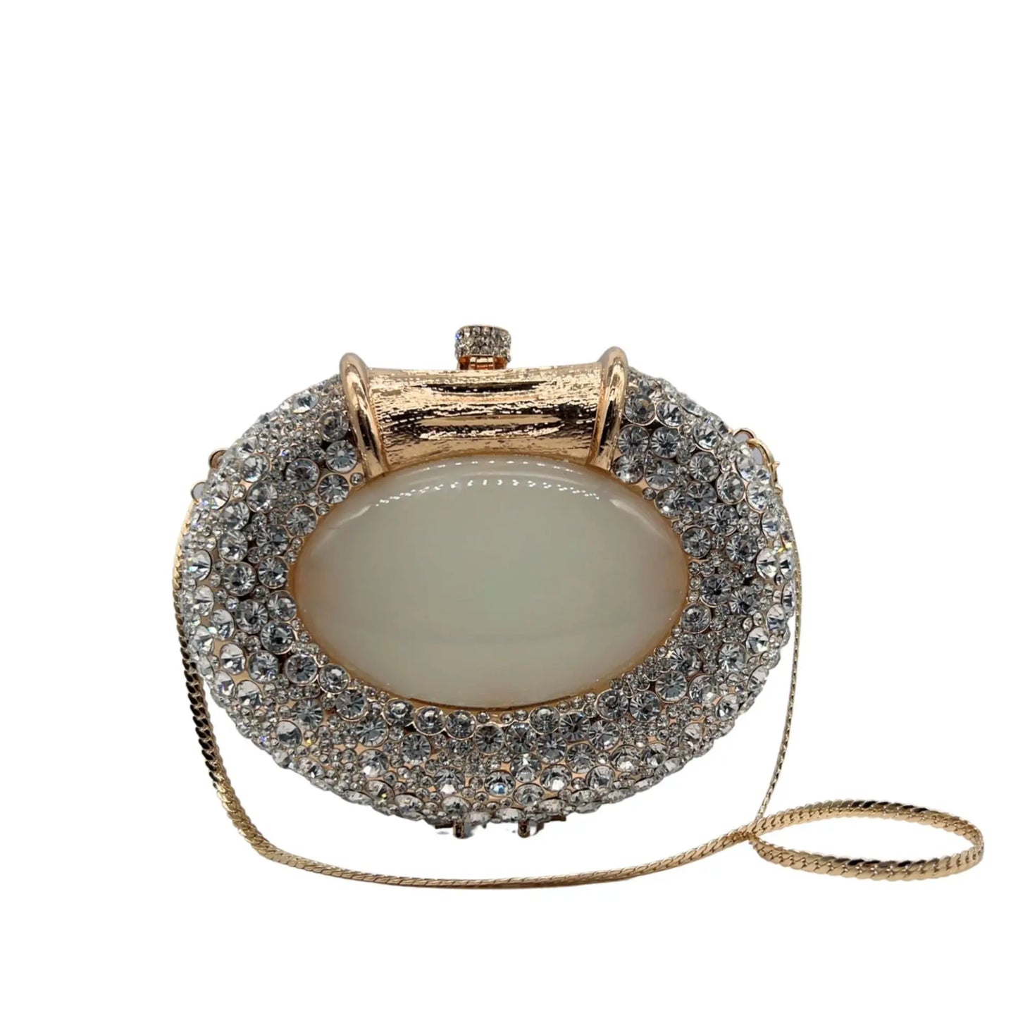 XIYUAN Oval Shaped Crystals Evening Clutch Bags Women Boutique Diamond Clutch Purses And Handbags Bridal Wedding Gem Phone Purse