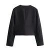 MUJER 2025 Cropped Tweed Jacket Woman Coat Button Long Sleeve Elegant Jackets For Women Short Coats Fashion New In Outerwears