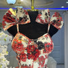 Elegant Floral Print A- Line Mini Dress with Bow Knot High Waist Slimming for Women Spring Season Fashion Casual Skirt