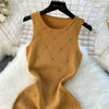 Beading  Summer Women's Knitting Sheath Tank Dress Female Bodycon Knitted Camisole Sleeveless Mini Dresses For Woman Outfits