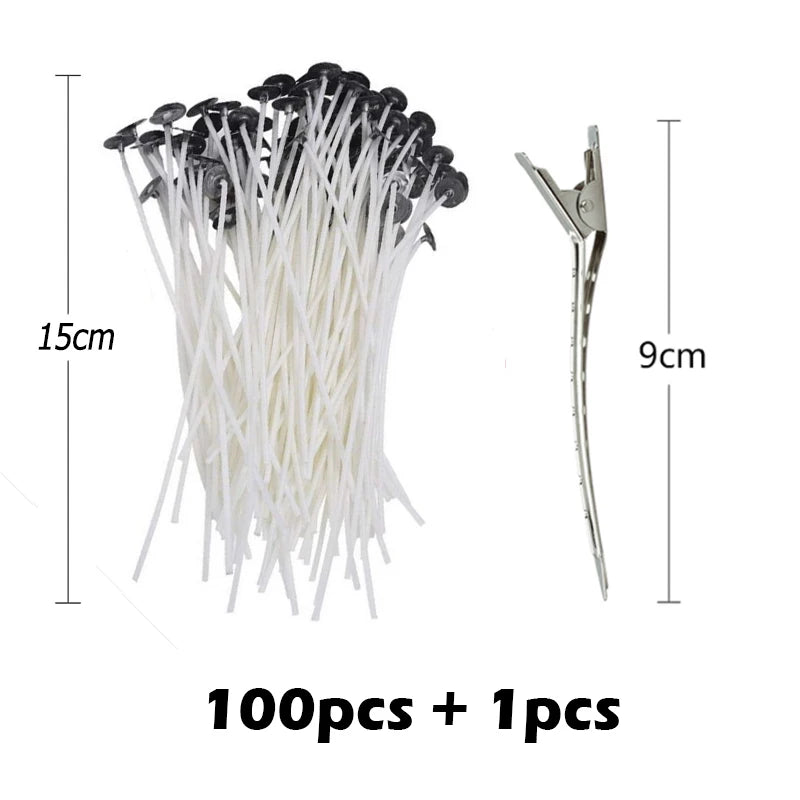 103pcs Waxed Cotton Candle Wicks Set with Stand Original Smokeless Candle Wicks Soy Oil Wax Core Woven Making Candles Supplies