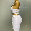 2025 New Arrival High Quality Women Sexy Bandage Tops Fashion Pencil Skirts Set Nightclub Party Celebrate Women's Set