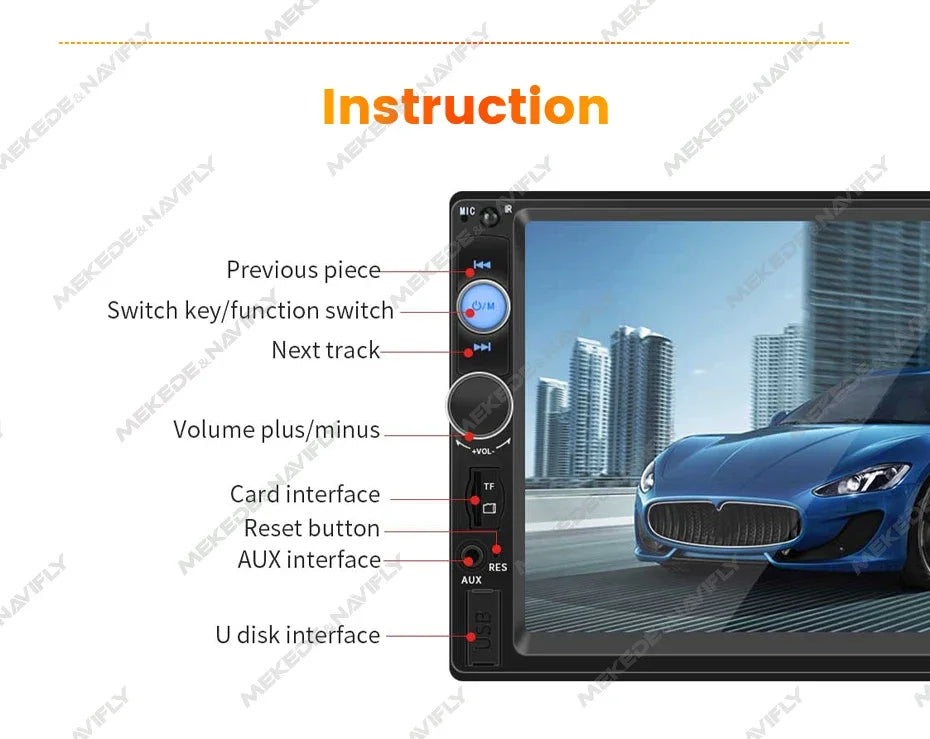 2DIN MP5 Video Player 7'' Universal Car Radio Multimedia Support Bluetooth USB TF FM Carplay Android Auto Touch Stereo Autoradio