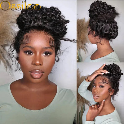 360 Lace Front Wig Human Hair Water Wave Invisi Strap Snug Fit 360 Transparent Lace Frontal Wigs Pre Cut Lace Wig Bleached Knots