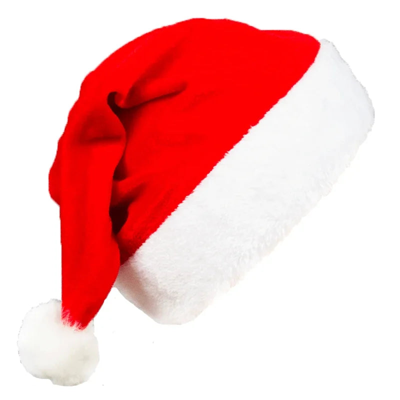 Red Gold Silk Velvet Border Christmas Hat for Adults and Children, Snowman, Elk, Santa Claus, Hat Decoration, New, 2024