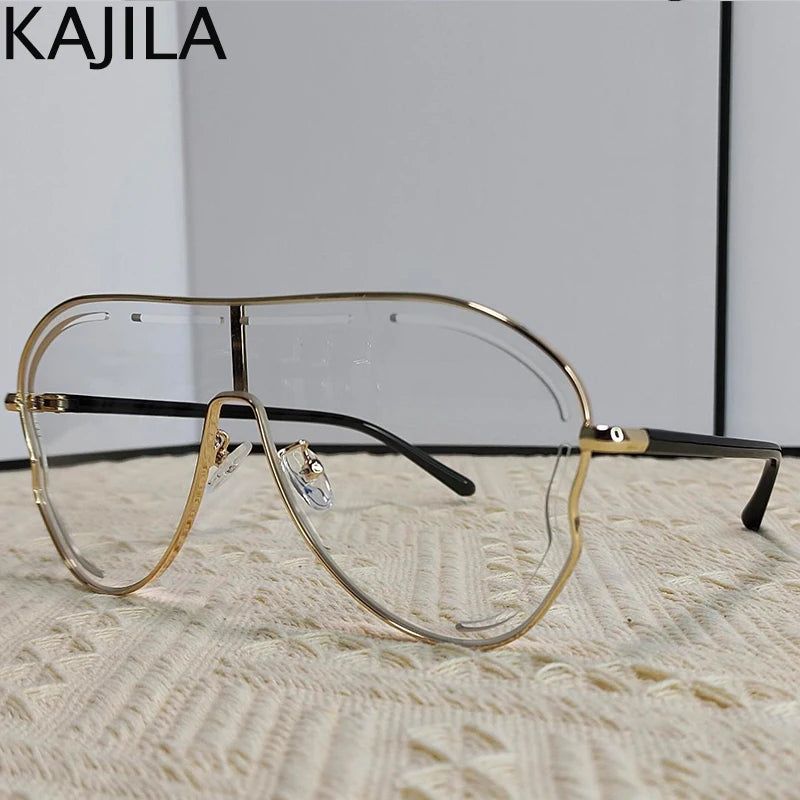 Oversized Hollow One-Piece Sunglasses Women Big Frame 2024 Luxury Brand Special-Shaped Sun Glasses For Ladies Eyewear Shades