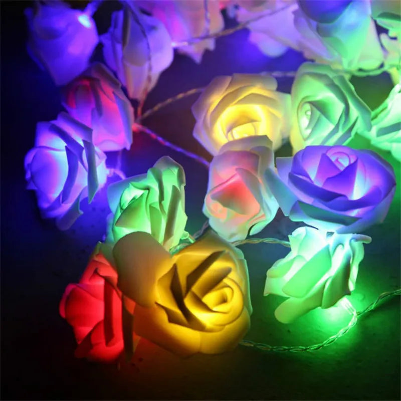 Rose LED Flower String Lights Garland Fairy Lights Romantic Lamp 3M 20LEDs For Wedding Valentines Day Christmas Party Decoration