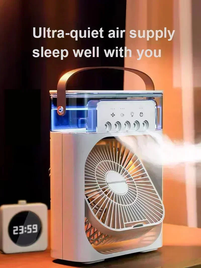 Ar condicionado portátil com luzes noturnas LED, 3 em 1 ventilador, pequeno refrigerador de ar, umidificador, casa fãs, Dropship