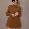 Dulzura Long Sleeves Zipper Bodycon Mini Dress With Pocket Solid Elegant Outfit Office Streetwear Women’S Autumn Winter Clothes