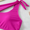 Bikini 2025 New Swimsuit Women Swimwear Solid Black One Shoulder Bikinis Set Bathing Suit Female Two Pieces Beach Wear Biquini