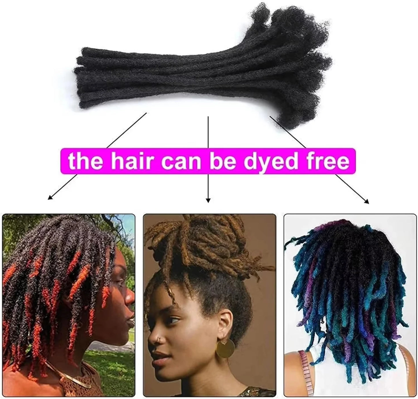 6 Inches Dreadlock Extensions Human Hair 0.6cm Width Full Handmade Loc Extensions Crochet Hair Human Hair for Man Women