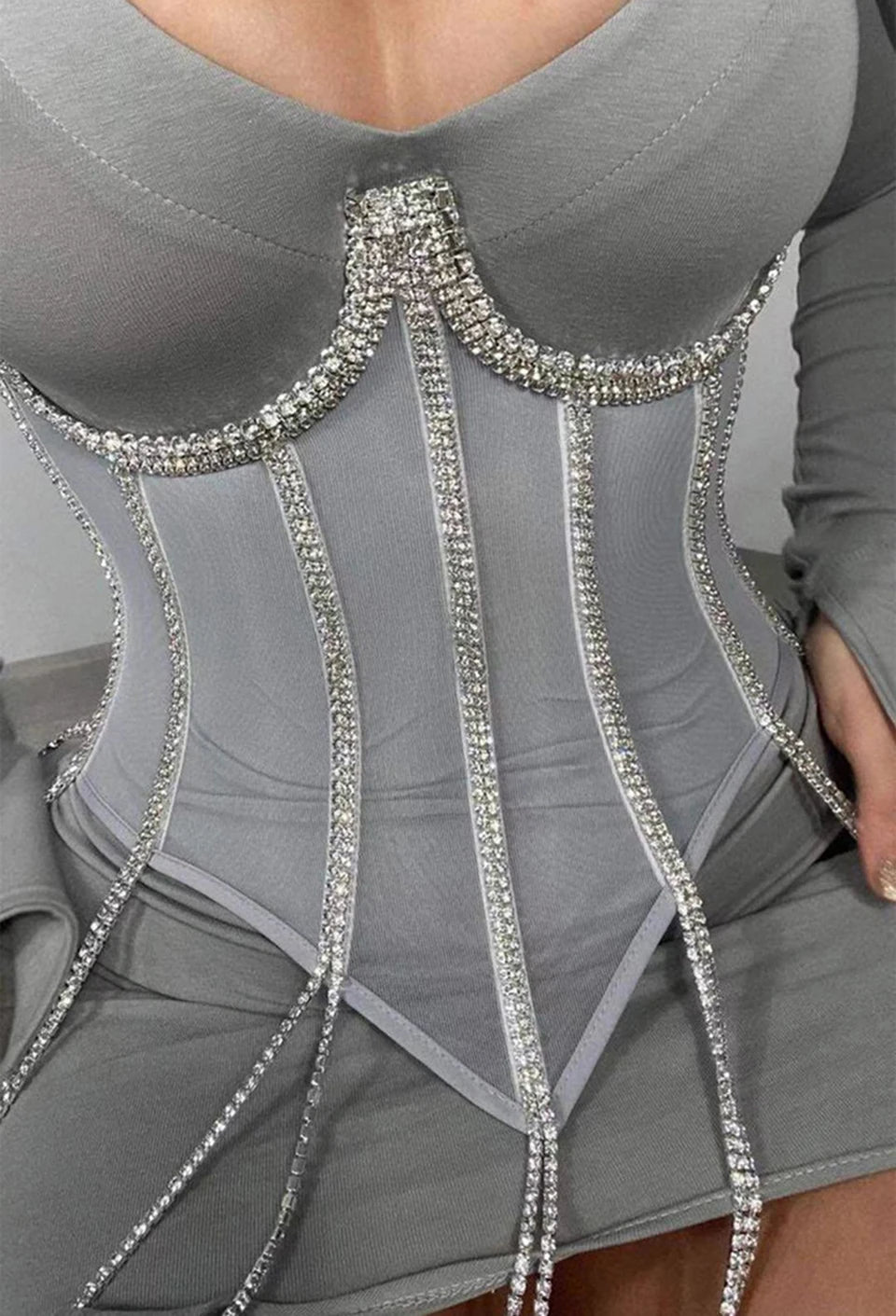 Women's Evening Corset Rhinestone Lace-up Corset Underbust Mesh Bustier Crop Top Bodices Sexy Lingerie Women Body Shaper