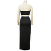 Women Two Piece Set Solid Color Breast Wrap Top and Irregular Slit Long Skirt Suit Lady Streetwear Mini Skirt Club Party Outfits