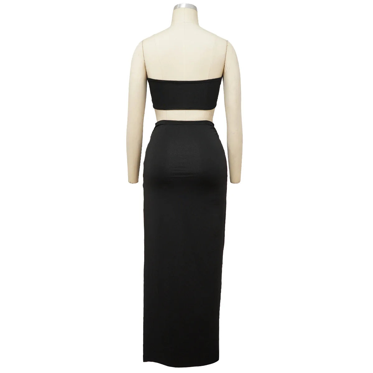 Women Two Piece Set Solid Color Breast Wrap Top and Irregular Slit Long Skirt Suit Lady Streetwear Mini Skirt Club Party Outfits