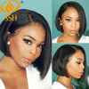 Short Ombre Honey Blonde Bob Wig With Baby Hair Honey Brown Straight Human Hair Wigs Lace Part Side Brown Wigs For Black Women