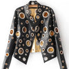 Lautaro Runway Cut Out Short Faux Leather Jacket Golden Rivet Cool Stylish Designer Clothes Women European American Fashion 2022