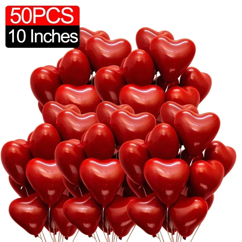 Red Heart Latex Balloon Inflatable Love Shaped Balloons Romantic Valentine's Day Birthday Wedding Party Decor Supplies Wholesale