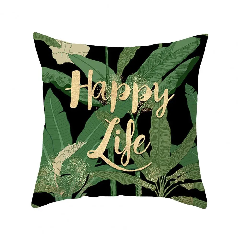 45cm Cushion Case Removable Polyester Green Plant Print Pillowcase Tropical Leaf Cactus Monstera Throw Cushion Cover Home Decor