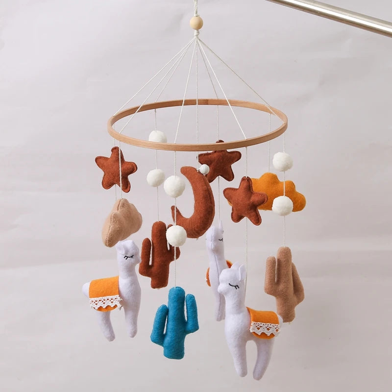 Baby Crib Mobile Rattle Toy 0-12Months Infant Soft Felt Teddy Velvet Pink Bear Bed Bell Hanging Toy Holder Bracket Crib Girl Toy
