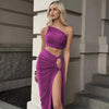 Ladies Spring 2 Pieces Sleeveless Backless Strap Spit Crop Top Side Slit Slim Fit Maxi Skirt Set Women Evening Party Clubwear