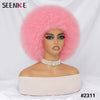 Short Afro Wigs for Black Women Blonde 10" Afro Curly Wig With Bangs 70s Bouncy Natural Synthetic Female Wigs for Party Cosplay