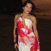 TARUXY One-shoulder Sexy Printed Dress Draped Swinging Collar Beach Vacation Mini Dress Elegant Sleeveless Female High Waist