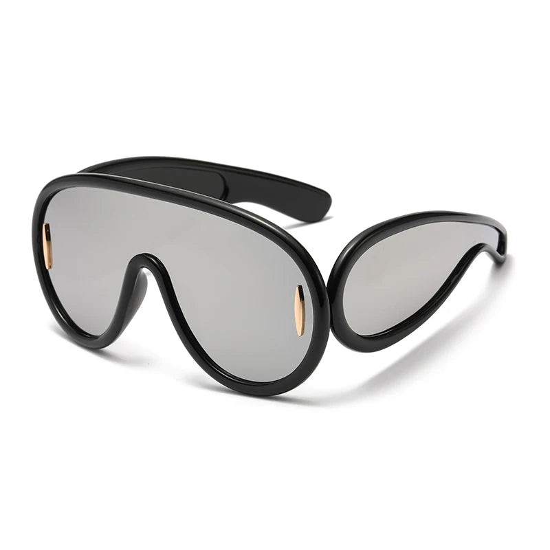 New Fashion Personality Hip Hop Cool Cyberpunk Sunglasses with Large Frame UV400 Anti UV Eyeglasses Oculos De Sol Feminino