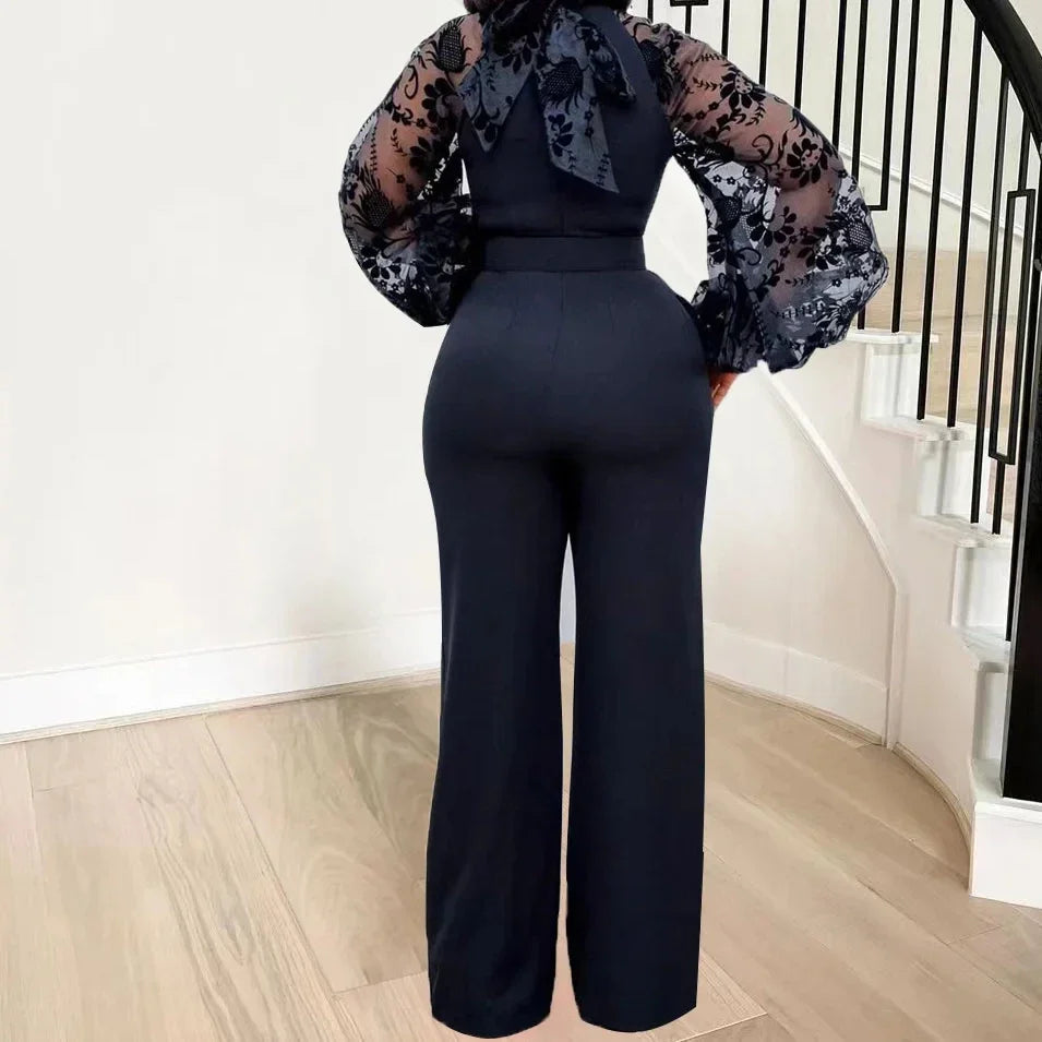 Mesh Jumpsuit Women White Overalls Party Lace Rompers New In Bodysuit One Piece Long Sleeve Summer Long Pants Y2k Spring Work