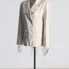 TWOTWINSTYLE Patchwork Diamonds Backless Blazer For Women Notched Collar Long Sleeve Spliced Button Chic Blazers Female Style