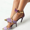 New Design Luxury Glod Purple Stilettos Pointed Toe T-strap High Heels Women Sandals Summer Party Dress Prom Shoes Pumps 2024
