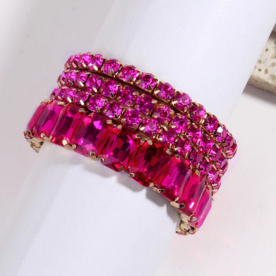 Fashion Bohemia Tennis Shiny Bracelet Jewelry 4 pcs Multicolor Crystal Glass Elastic Stack Bracelets Set